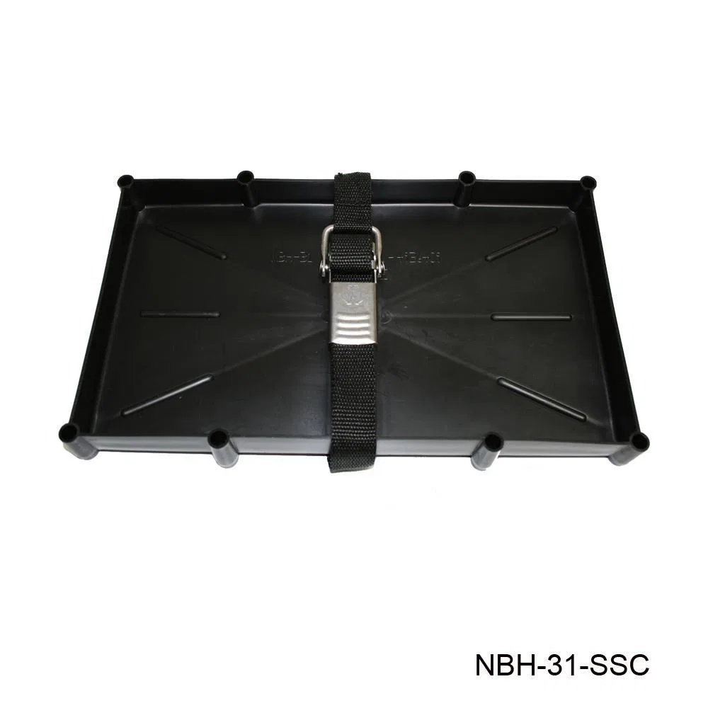 NBH-31-SSC-DP – T-H MARINE Battery Tray, For Use With 31 Series Battery Polypropylene With Stainless Steel Buckle Str...